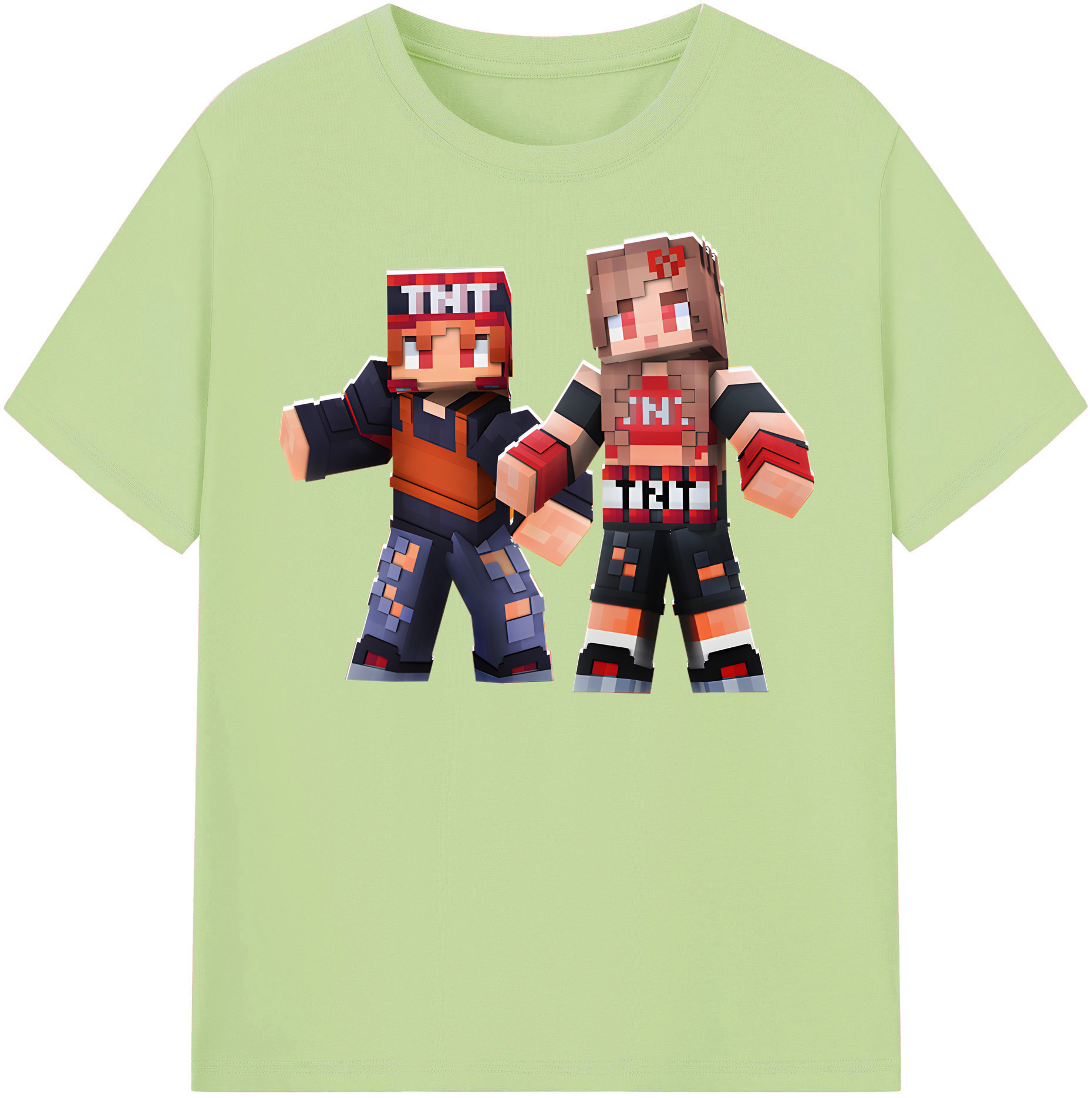 （画像用） マインクラフト ブロックの世界 Minecraft MC Block world 綿100％半袖Tシャツ（フロントプリント）
